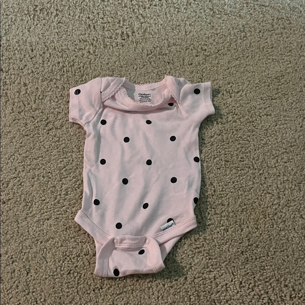 Carter's Light Pink and Black Polka Dot Bodysuit
